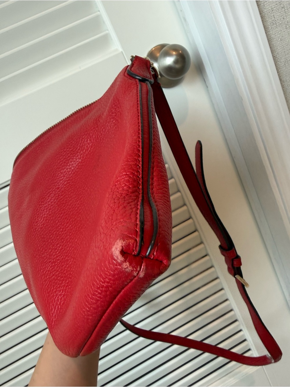 kate spade Red Pebbled Leather Crossbody with Gold Hardware - Picture 8 of 9